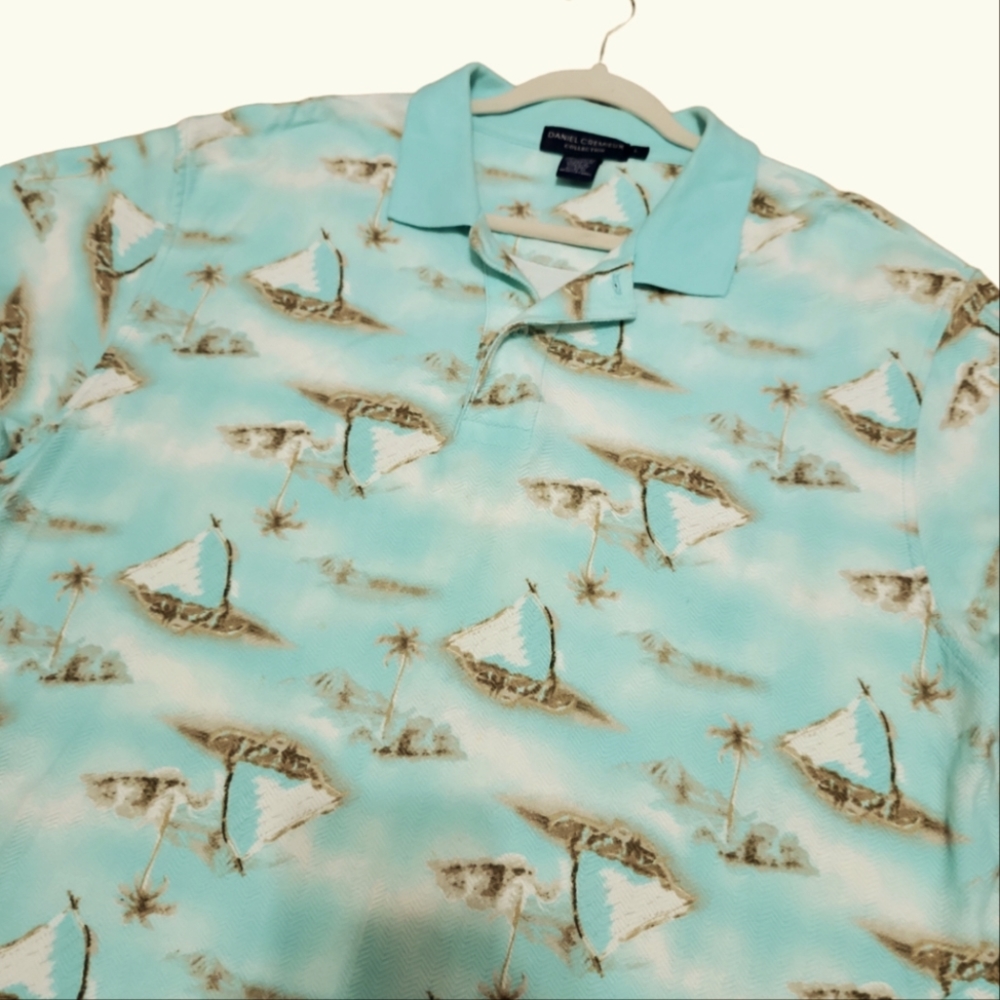 Daniel‎ Cremieux Men's 100% Cotton Polo Sailboat Themed Size Large